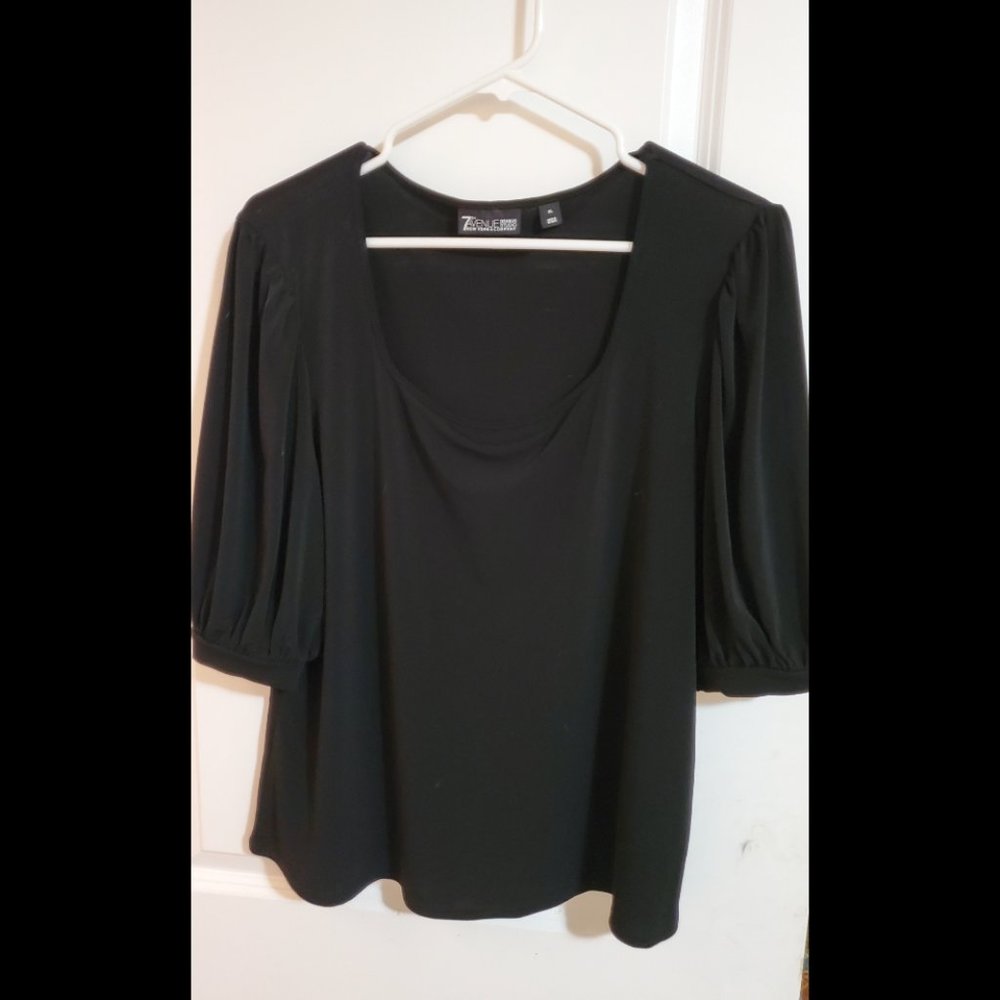 NWOT NY&Company 7th Avenue Puff Sleeve Black Top XL